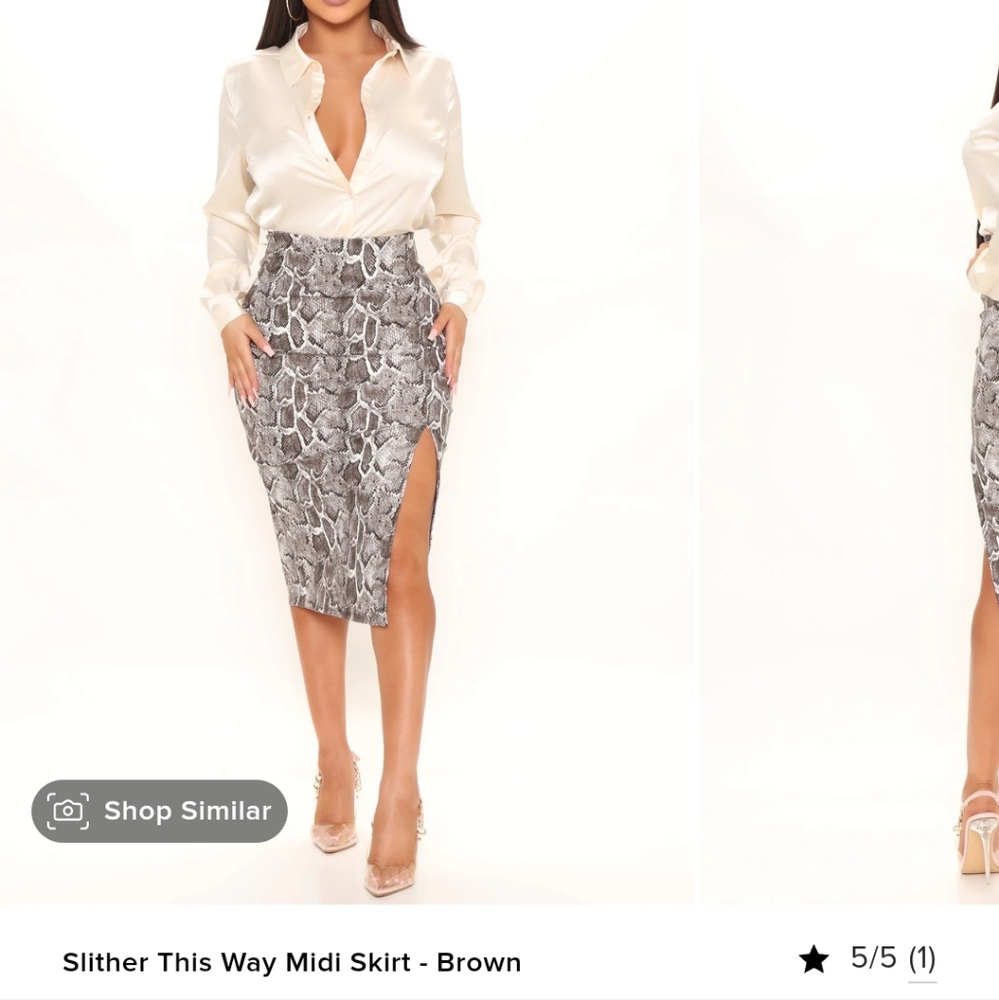 Slither This Way Midi Skirt - Brown